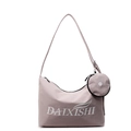 Chic light purple crescent canvas crossbody bag with mini pouch and logo print - Purple