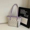 Lila Jacquard-Shopper mit geometrischem Muster und Fransenanhänger für den Alltag - Lila