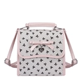 Sac bandoulière rose et blanc à motif nœuds avec pendentif en métal en cœur - Blanc