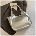 Silver large capacity oil wax texture tote bag with GYCO MUG logo in metallic finish - Silver No Pendant