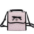 Sac bandoulière bicolore rose et noir avec texture nœud gaufré et pendentif cœur - Rose