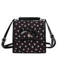Sac à main noir chic avec motifs nœuds blancs et détail de grand nœud en cuir - Noir