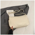 Minimalist creamy white leather underarm shoulder bag with adjustable strap for women - White (Without Charm)