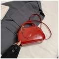 Bolso cuadrado rojo de moda con asas superiores y detalles de costura blanca - Rojo