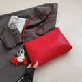 Schicke rote Shopper-Tasche aus strukturiertem Leder mit süßem Elefanten-Anhänger - Mit Anhänger / Rot