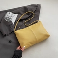 Chic yellow litchi pattern underarm tote bag with sleek vertical stitching details - No Pendant / Yellow