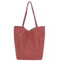 Klassieke rood-wit geruite stoffen draagtas met lange schouderbanden voor dagelijks gebruik - Vooraanzicht / Rood