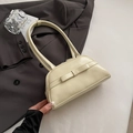 Minimalistische cremefarbene Schultertasche mit Schleife aus glattem PU-Leder - Gelb