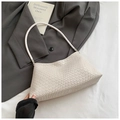 Schicke cremefarbene Hobo-Schultertasche mit gewebtem Schachbrettmuster für Damen - Weiß