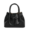 Klassische schwarze Handtasche mit Krokodilmuster, Metallschnalle und Doppelgriffen - Ohne Anhänger / Schwarz