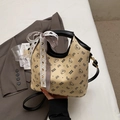 Borsa tote beige con stampa orso nero, dettaglio fiocco e tracolla versatile rimovibile - Beige
