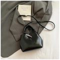 Glossy black bucket bag with silver toggle closure and adjustable shoulder strap for women - Black without Pendant