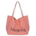 Grande borsa tote in tela rosa corallo con stampa di lettere Maojie bag chic - Rosa