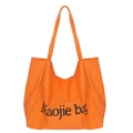 Grande borsa shopper in tela arancione con stampa lettering nero Maojie bag chic - Arancione