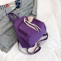 Sac à dos en nylon violet résistant à l'eau avec breloque cœur et zips tressés - Violet (Avec Pendentif)