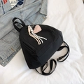 Mini sac à dos noir en nylon pour étudiants avec un pendentif en forme de cœur rose - Noir (avec pendentif)