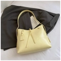 Pale yellow soft PU leather shoulder bag with chic drawstrings and minimalist design - Yellow Without Pendant