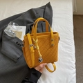 Schicke gelbe Eimertasche mit Webstruktur und abnehmbarem Schultergurt für Damen - Gelb