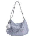 Sac à bandoulière lavande avec imprimés de dessins animés et charmant nuage en peluche - Bleu (Avec Pendentif Nuage)