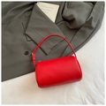 Borsa a cilindro rossa retrò in pelle a grana litchi con manico singolo chic - Rosso (Senza Ciondolo)