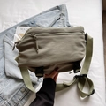 Olive green Oxford fabric crossbody bag with adjustable straps and multiple zippers - Army Green
