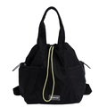 Black nylon drawstring backpack with neon yellow cords and Fashion label detail - Black without Pendant