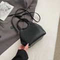 Mini sac seau noir avec texture litchi et bandoulière réglable pour femmes - Noir sans Pendentif