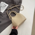 Mini sac seau en cuir beige avec poignées et bandoulière réglable pour femmes - Kaki (Sans Pendentif)