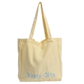 Minimalistische cremegelbe Canvas-Tragetasche mit hellblauer Young Girls Buchstabenstickerei - Gelb