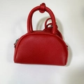 Sac à main élégant en cuir rouge grainé avec poignées rondes et fermeture éclair - Rouge