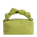 Minimalist avocado green wrinkled handbag with twisted top handle and zipper closure - No Pendant / Light Green