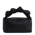 Minimalist black lychee pattern leather pillow handbag with unique knotted handle design - No Pendant / Black