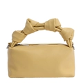 Minimalist bright yellow lychee leather mini square bag with a unique knot handle design - No Pendant / Yellow