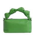 Bright green pleated square handbag with knotted handle and litchi texture finish - No Pendant / Dark Green