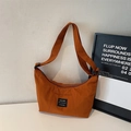 Minimalist deep orange crescent crossbody bag with adjustable wide shoulder strap - Orange