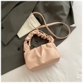 Minimalist pale pink pleated cloud bag with wide handle and slender shoulder strap - Pink Without Pendant