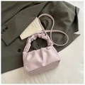 Chic lavender pleated cloud bag made of premium PU leather with soft ruched handles - Purple Without Pendant