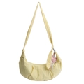Borsa a tracolla a mezzaluna giallo chiaro minimalista con ciondolo a cuore rosa - Giallo con Ciondolo a Nuvola