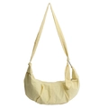 Minimalist light yellow nylon crescent dumpling bag with knotted shoulder strap detail - Yellow without Pendant