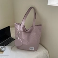 Waterproof nylon tote bag in dusty pink with a matching round hanging coin purse - Purple