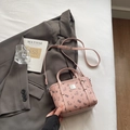 Mini sac à main carré en cuir rose chic avec imprimé ours et bandoulière réglable - Sans Pendentif / Rose