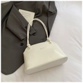 Chic cream white faux leather shoulder bag with stylish knot strap detail for women - No Pendant / White