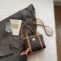Sac à main marron avec imprimés ours, bordure kaki et bandoulière réglable pour femmes - Sans Pendentif / Café
