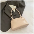 Minimalist beige shoulder bag with knotted strap detail and elegant CAENYD brand embossing - No Pendant / Pink