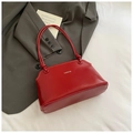 Chic red glossy leather underarm bag for women with minimalist shoulder strap design - No Pendant / Red