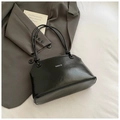 Glossy black underarm bag with white CAEKYD lettering and stylish thin double straps - No Pendant / Black