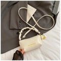 Mini sac polochon blanc crème avec imprimé HELAHE CUTE et breloque noeud - Grand / Blanc