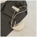 Mini croissant crossbody bag in off-white faux leather with slim shoulder strap - Off-white without Charm