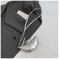 Mini croissant crossbody bag in metallic silver leather with distinctive pleated design - Silver Without Pendant