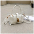 Transparente PVC-Tasche mit weißer Leder-Innentasche und Gold-Hardware-Set - Weiß